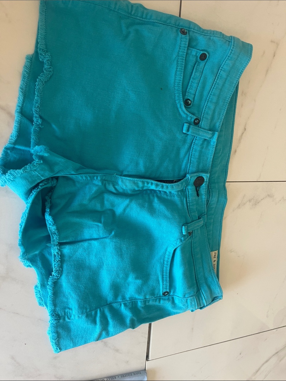 rag & bone Turquoise Denim Jean Shorts -28